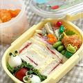お弁当*双子カエルのケロケロ！サンドイッチ弁当と、コロコロ海老フライ★ by トイロさん