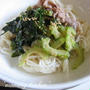 美味しいｺﾞｰﾔと豚しゃぶのごまダレ素麺