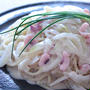 簡単♪新たまねぎとゆずこしょう、いかのしおからのパスタ　：9　♪
