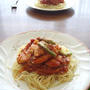 鶏とトマトのピリッとパスタ