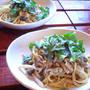 秋の和風パスタ　春菊＆たっぷりきのこ