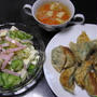 今日の晩ご飯：貧乏メニュー(白菜と豆腐のヘルシー餃子、豆腐サラダ）