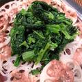 大皿に2種類の味の野菜をドン〜蓮根と菜の花の盛り合わせ by まゆニャンさん