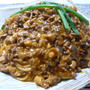 牛ひき肉ときのこのデミクリームパスタ＆れんこんとひじきの海苔マヨサラダ