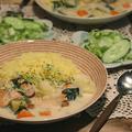 秋鮭と小松菜のクリームシチュー・ターメリックライス by donchanさん