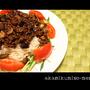 【 赤・肉味噌ー麺 】　ソーメンの肉味噌がけ