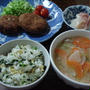 晩ごはん〜♪母に習った大根菜めし!