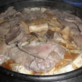 豚バラ肉、ごぼう、エリンギのすき焼き鍋