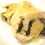 鳥むね肉ののり巻き　粉こんにゃくソースかけ　