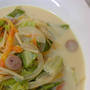 レンジで野菜たっぷりスープパスタ