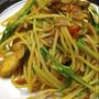 ■水菜と生ハムとエリンギのトマトソースパスタ・レシピ・作り方／☆3.5