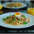 ＊ヤリイカとスナップエンドウの醤油パスタ＊ by けいさん