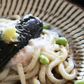 茄子の揚げ浸しと枝豆の冷やしとろろうどん by waccoさん