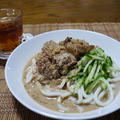 ラー油でフライドチキンの棒々鶏風冷やしうどん