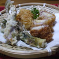 筍の肉巻き揚げとタラの芽とうどの葉の天ぷら by はらぺこ準Junさん