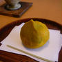 豆腐の白玉入り　かぼちゃ餡の茶巾