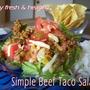 スパイスのきいたひき肉でぴりっと元気に！炊き立てごはんを添えて　Simple Beef Taco Salad　