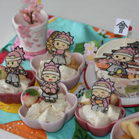 鶴ヶ城＆八重たんいっぱいキャラチョコ☆桃のレアチーズケーキ