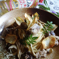 鯖缶ときのこの和風パスタ