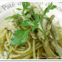 ♪早ゆでパスタ de 鶏ムネ肉のジェノベーゼ