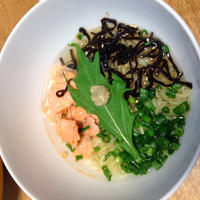 甘鮭と塩昆布のお茶漬け風パスタ