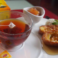 リプトン紅茶とバケットで作るフレンチトーストの朝食(^^♪